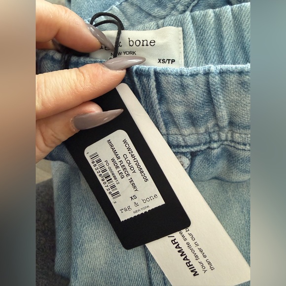 rag & bone Miramar Fleece Wide Leg Jeans in Cloudy - Picture 8 of 8